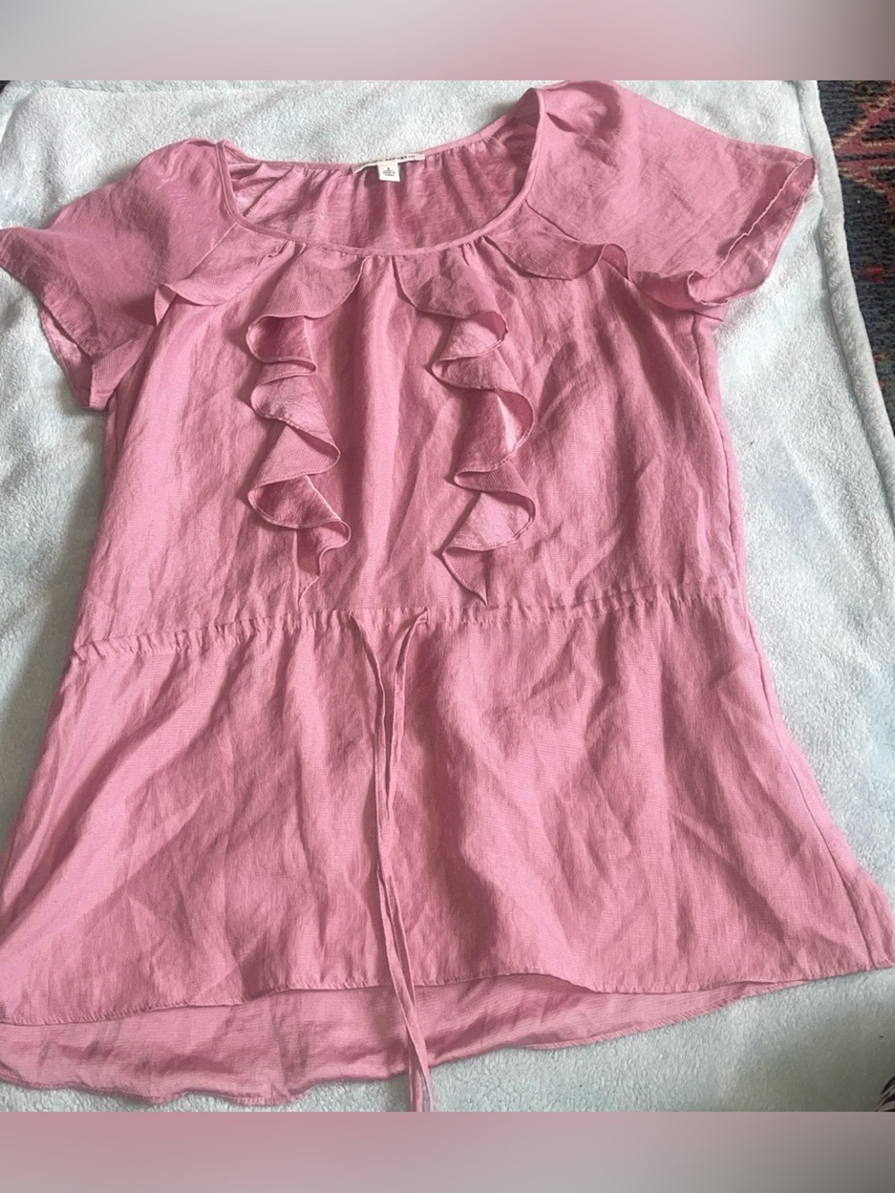 Banana Republic Dusty Blush Pink Ruffle Peplum Blouse – Size Small – NWOT - Picture 5 of 9